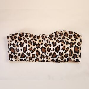 Zaful Bikini Top Womens Swimsuit Swim Wear Leppard Print Size 6 *No Straps*